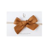 Skylah Pinwheel Linen Bow - Nutmeg