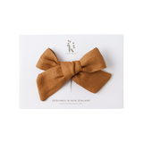 Skylah Pinwheel Linen Bow - Nutmeg