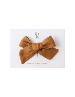 Skylah Pinwheel Linen Bow - Nutmeg