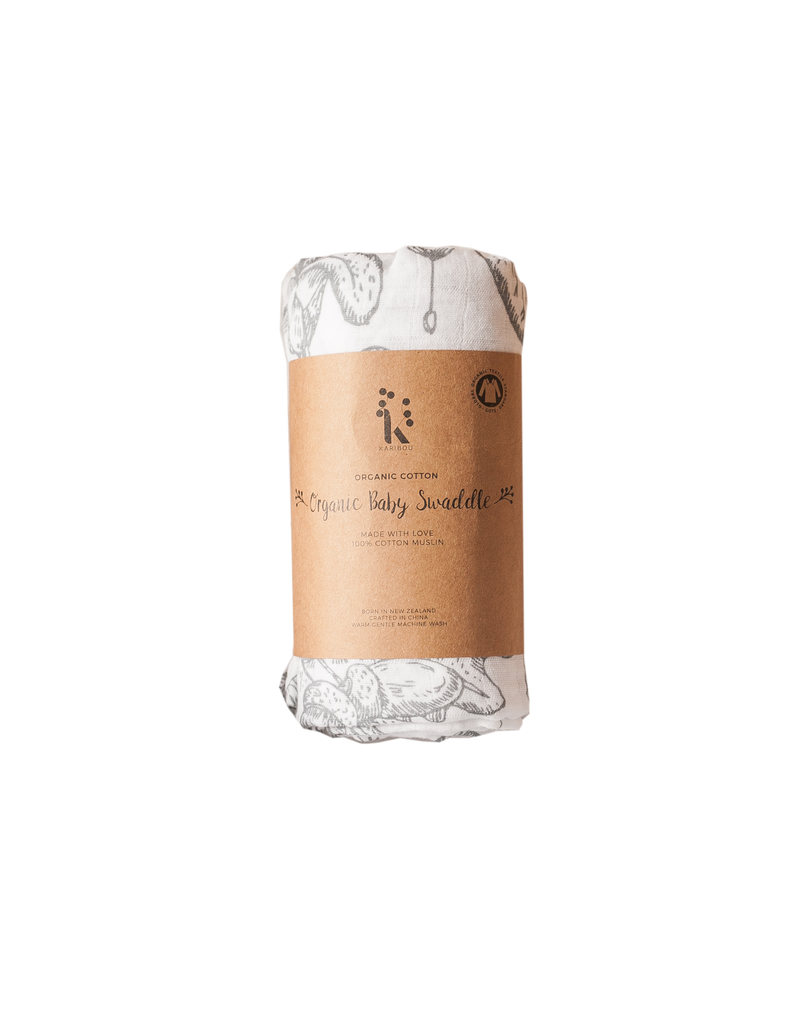 Organic Cotton Printed Baby Swaddle Forest Walk Karibou Kids